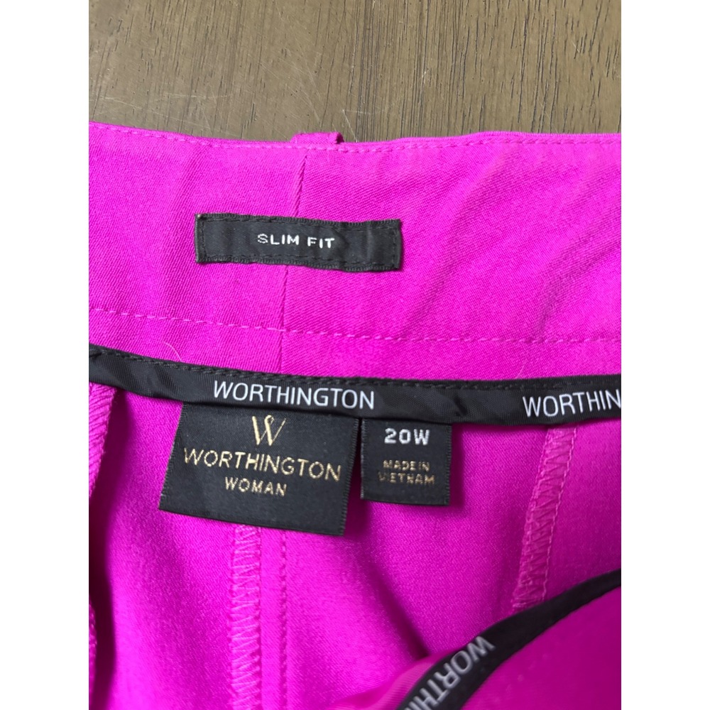 Worthington Womens Magenta Pink 2-Piece Pant Suit Blazer Slim Fit Trousers 2X - Picture 9 of 12